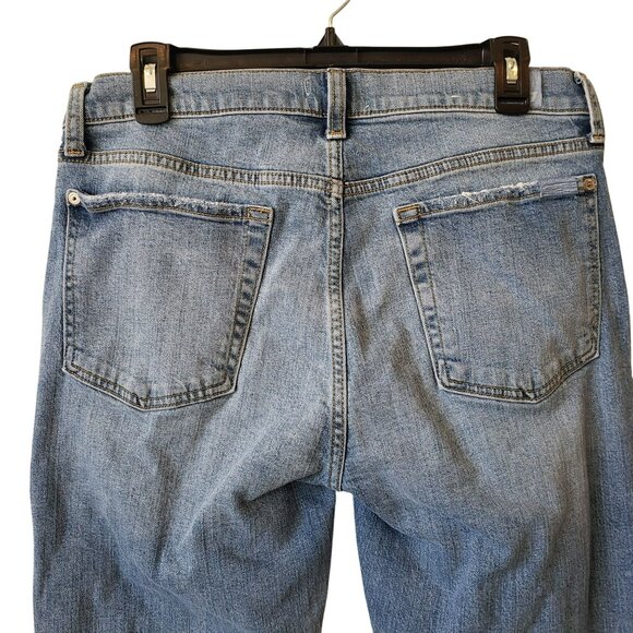 7 For All Mankind 7FAM Josefina Jeans 30 Boyfriend Distressed Medium Wash Blue - Picture 8 of 13